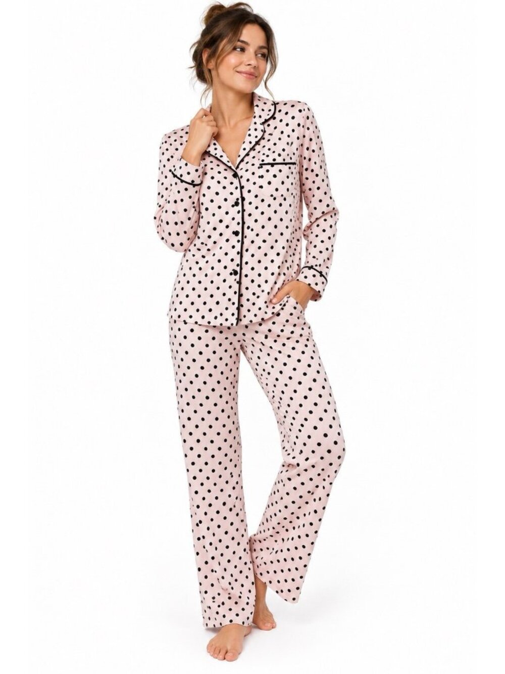 KATE SPADE 2 piece pajama set pink polka dot XS loungewear sleep intimates twee